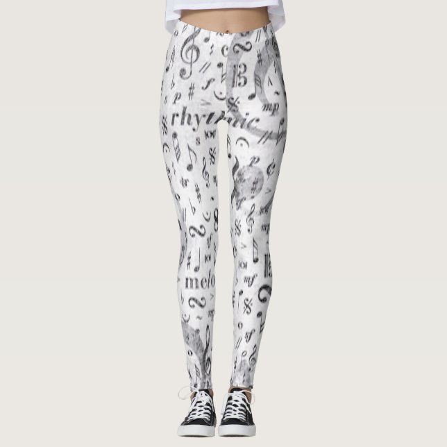 music Note Pattern Music Theme Leggings (Front)