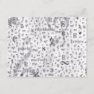 Music Note Pattern Music Theme Postcard