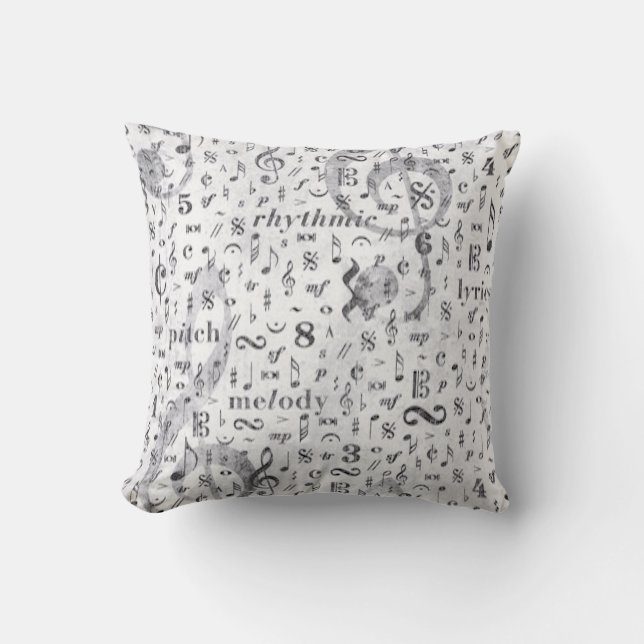 Music Note Pattern Music Theme Throw Pillow (Front)