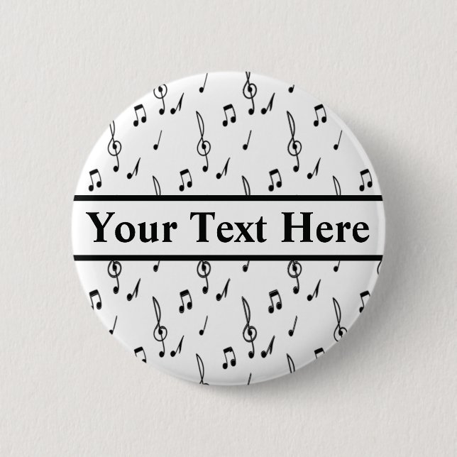 music note Pattern Music Theme Treble Clef    2 Inch Round Button (Front)