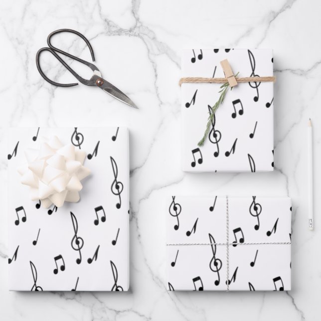 music note Pattern Music Theme Treble Clef  Wrapping Paper Sheet (Front)