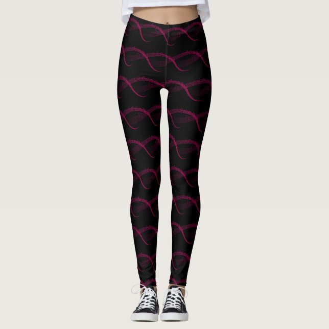 Music Note Pattern Neck Tie Leggings (Front)