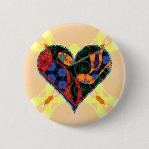 Music Note Patterned Heart 2 Inch Round Button
