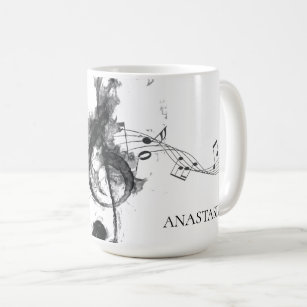 Music Note Personalized black and white Coffee Mug