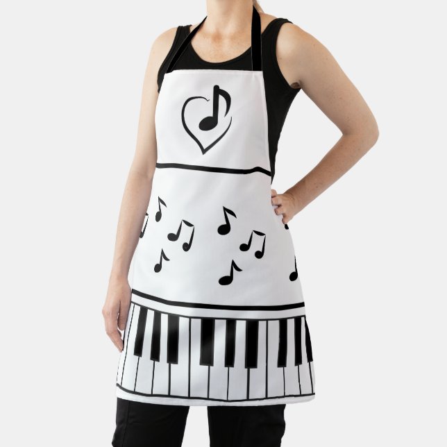 Music note piano keyboard black & white apron (Insitu)