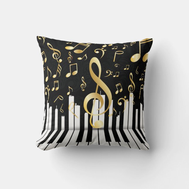 Music Note Royal piano keys Throw Pillow (Front)