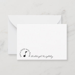 Music Note Script Name Black White Personalized Card