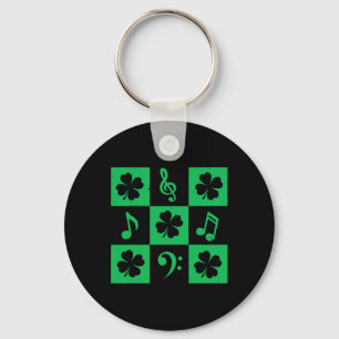 Music Note Shamrock St Patricks Day Musician Music Keychain