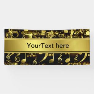 music, note, sheet music, gold, banner, template, banner