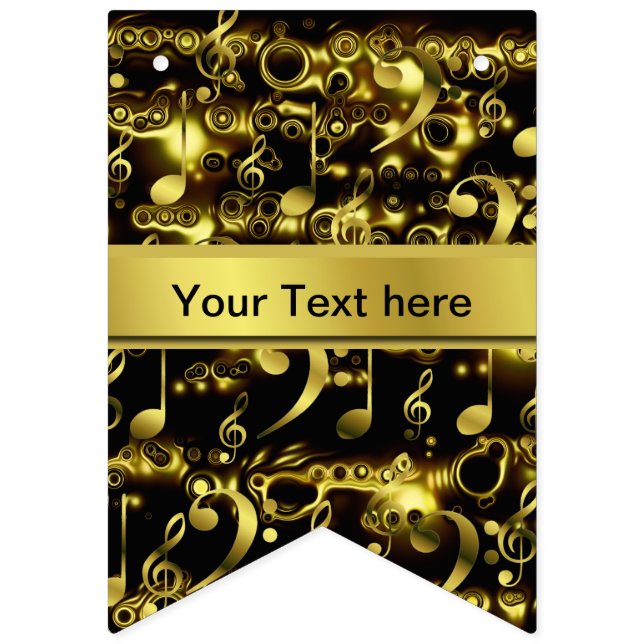 music, note, sheet music, gold, banner, template, bunting flags (Sixteenth Flag)