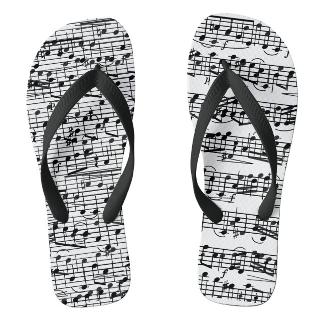 Music Note Sheet Music Piano Notes Flip Flops (Footbed)