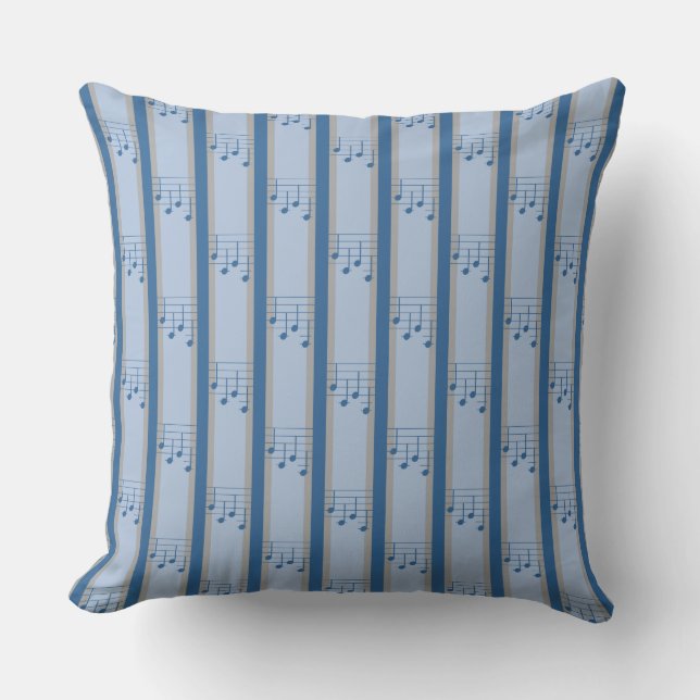 Music Note Striped Throw Pillow (Front)