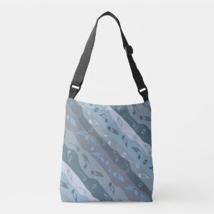 Music Note Stripes Blue Crossbody Bag