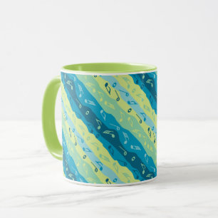Music Note Stripes Brown And Blue  Mug