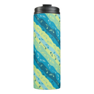 Music Note Stripes Brown And Blue  Thermal Tumbler