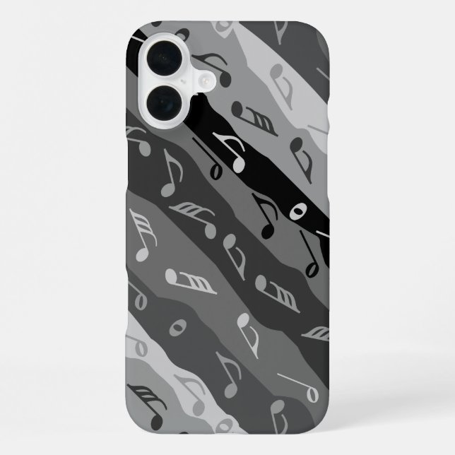 Music Note Stripes Greys iPhone Case (Back)