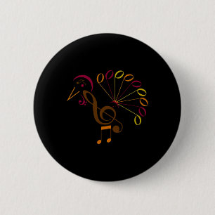 Music Note Symbol Turkey Music Teacher Thanksgivin 2 Inch Round Button