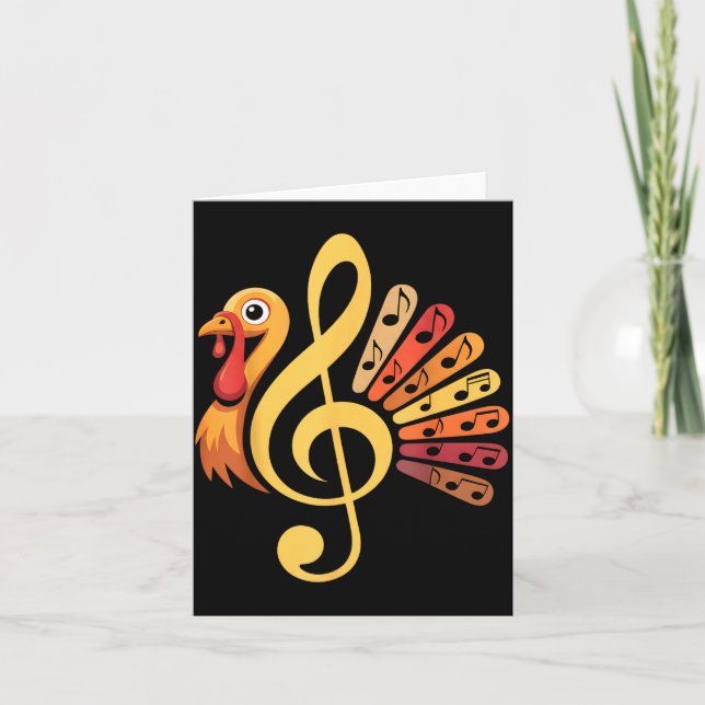 Music Note Symbol Turkey Teacher Fall Thanksgiving Card (Front)