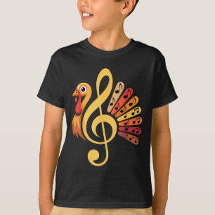 Music Note Symbol Turkey Teacher Fall Thanksgiving T-Shirt
