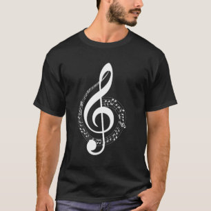 Music Note White Treble Clef Musical Symbol For Mu T-Shirt