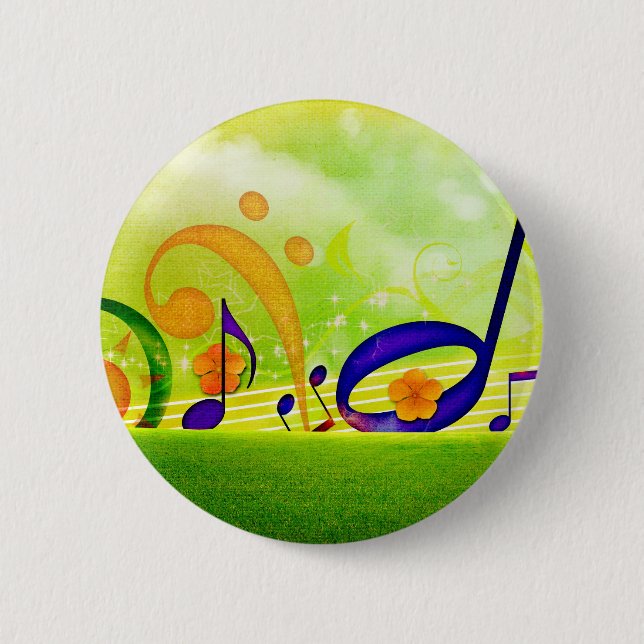 Music Notes 2 Inch Round Button (Front)