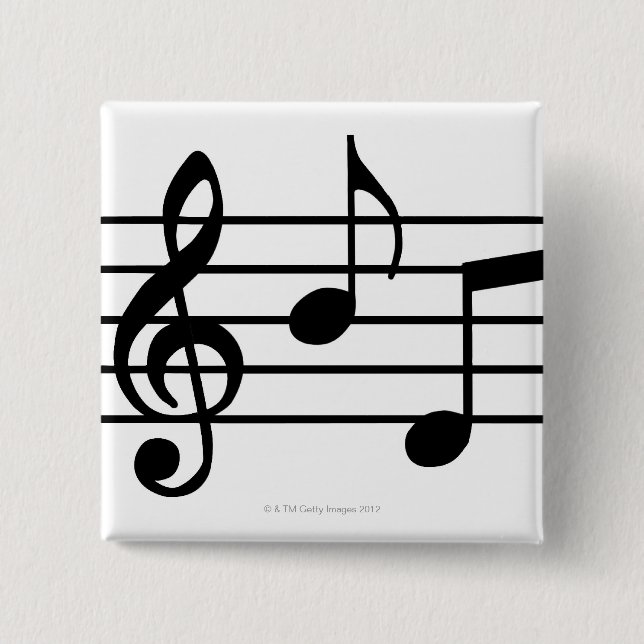 Music Notes 2 Inch Square Button (Front)