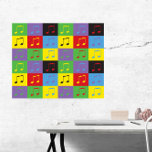 Music Notes 8th Pop Art Pattern Poster<br><div class="desc">Do you like music themed art? Do you like pop art? This poster has a pop art pattern of 8th music notes done in yellow, green, purple, blue, red and black.</div>