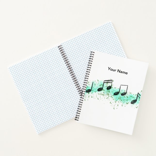 Music Notes Abstract Art Notebook - Aqua & Green (Inside)