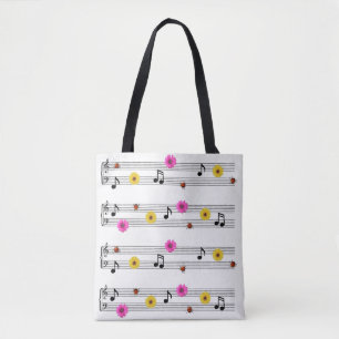 Music Notes All Over Print Tote Bag