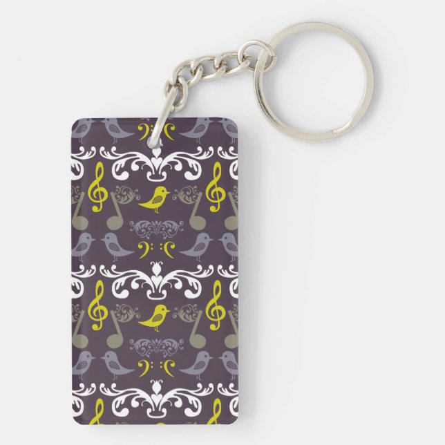 Music Notes and Birds Keychain (Back)