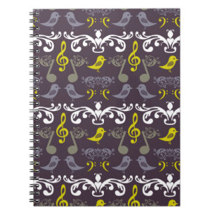 Music Notes and Birds Notebook