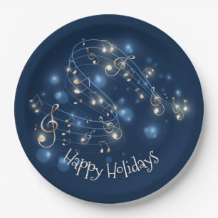 Music Notes and Christmas Lights   Paper Plate