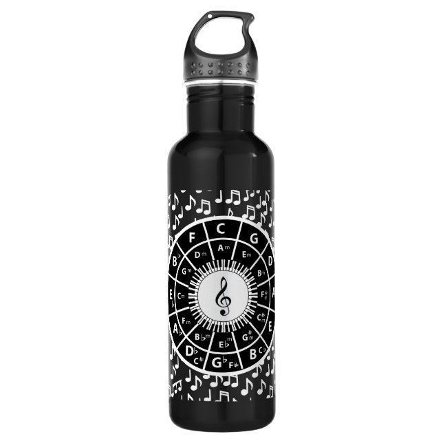 Music notes and circle of fifths 710 ml water bottle (Front)