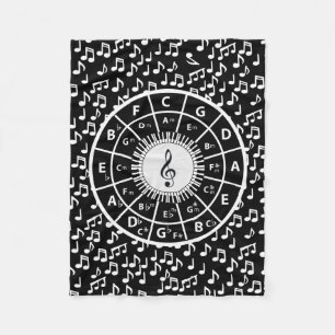 Music notes and circle of fifths fleece blanket