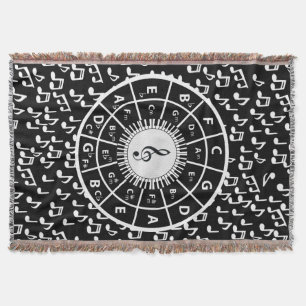Music notes and circle of fifths throw blanket