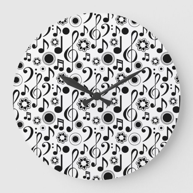 Music Notes and Clefs Large Clock (Front)