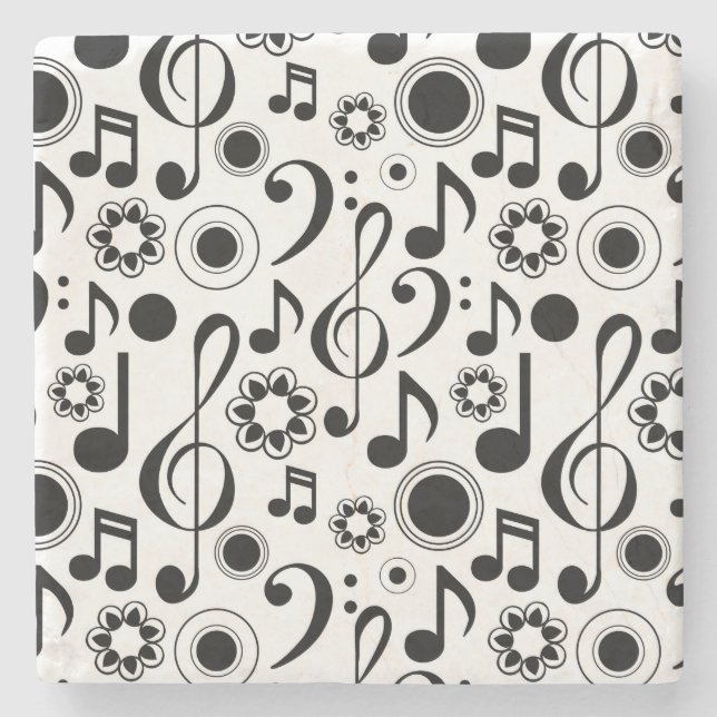Music Notes and Clefs Stone Coaster (Front)