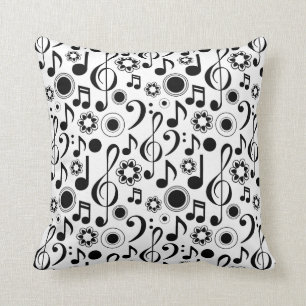 Music Notes and Clefs Throw Pillow