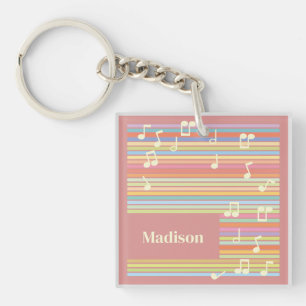 Music Notes and Colourful Stripes - Singer Musicia Keychain