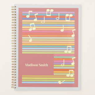 Music Notes and Colourful Stripes - Singer Musicia Planner