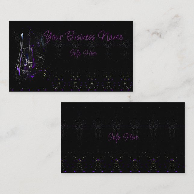 Music Notes And Double Bass Business Card (Front/Back)