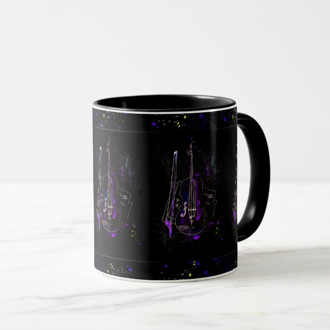 Music Notes And Double Bass Mug (Front Right)