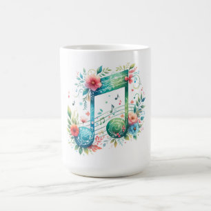 Music Notes and Flowers Coffee Mug