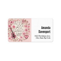 Music Notes and Flowers Elegant Address