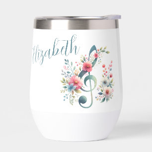 Music Notes and Flowers Personalized