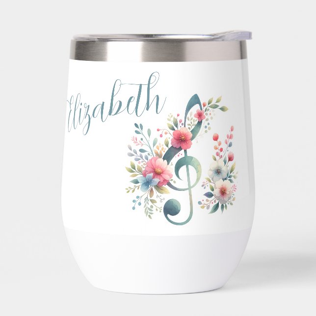 Music Notes and Flowers Personalized (Left)