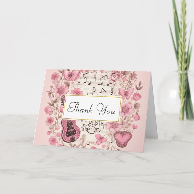 Music Notes and Flowers Retro Style (Front)