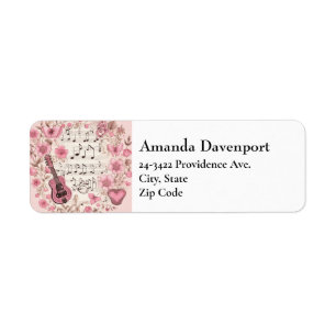 Music Notes and Flowers Retro Style Address