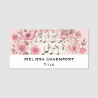 Music Notes and Flowers Retro Style