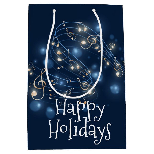 Music Notes and Holiday Lights   Medium Gift Bag (Front)